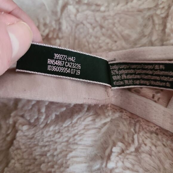 victoria's secret lined plunge bra pink lace removable pads size 34C - Picture 7 of 7